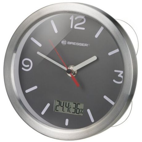 Часы Bresser (Брессер) MyTime Thermo/Hygro Bath, водонепроницаемые, серые