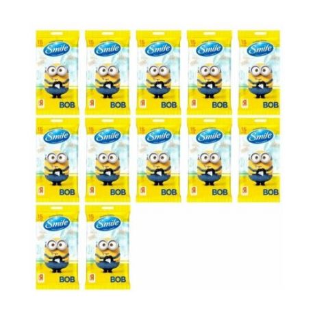 Салфетки влажные Smile Minions (3 дизайна) 15шт - 12 шт