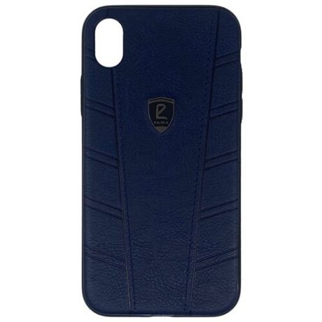 Кожаный чехол Puloka для iPhone XS Max (22 линии), синий