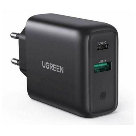 Сетевое зарядное устройство UGREEN CD170-10217 USB-A+USB-C PD 2.0 36W Fast Charge Black