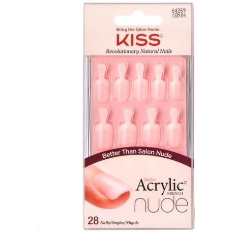Kiss Набор накладных ногтей с клеем "Нежная астра" короткой длины 28шт Nude Nails KAN04C
