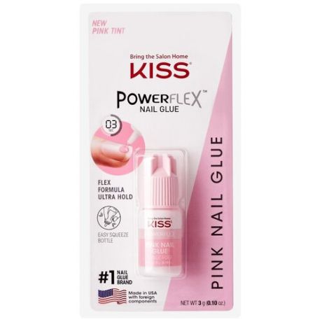 Kiss Клей для ногтей супер стойкий Розовый 3g Kiss Powerflex Pink Nail Glue BK139C