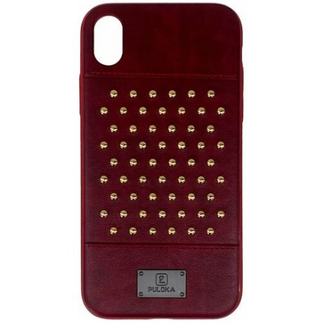 Кожаный чехол Puloka для iPhone XR (BallBig), красный