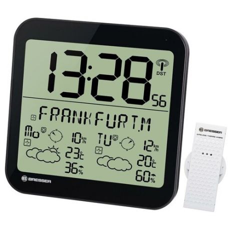 Часы настенные "Bresser MyTime Meteotime LCD", черные