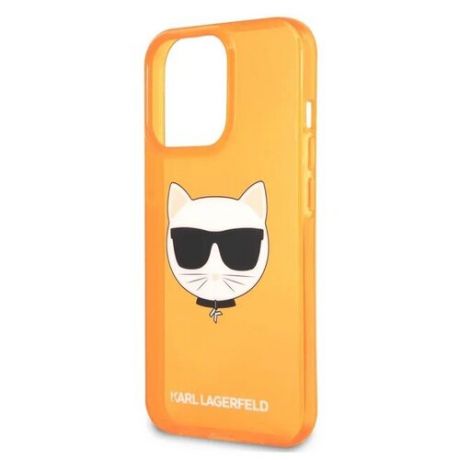 Lagerfeld для iPhone 13 Pro чехол TPU FLUO Choupette Hard Transp Orange