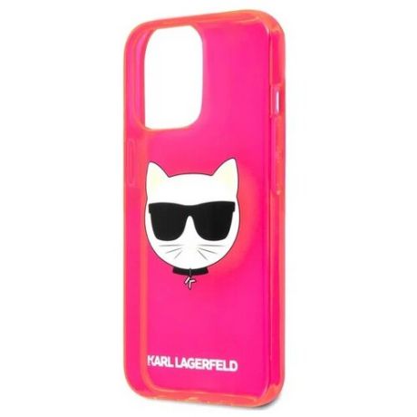 Lagerfeld для iPhone 13 Pro чехол TPU FLUO Choupette Hard Transp Pink