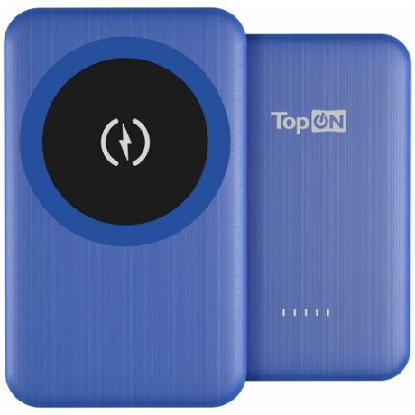 Внешний аккумулятор TopON TOP-M10 10000mAh магнитная беспроводная зарядка MagSafe Qi 15W, PD 20W Синий