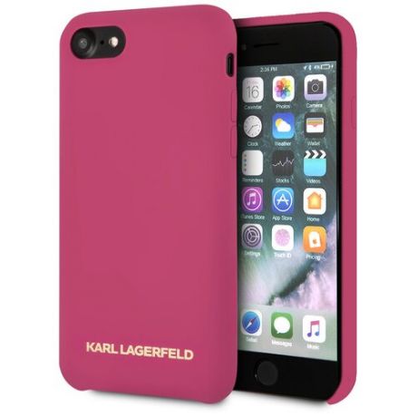 Lagerfeld для iPhone 7/8/SE 2020 Liquid silicone Gold logo Hard Pink