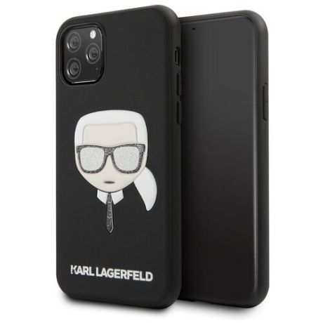 Lagerfeld для iPhone 11 Pro чехол PU Leather Iconic Karl Hard Glitter Black