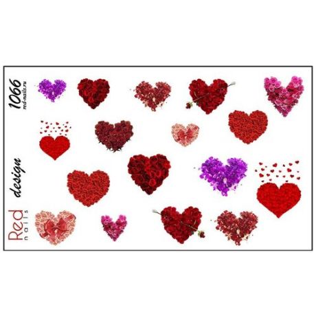 Слайдер-дизайн Red Nails №1066 - Сердце из роз