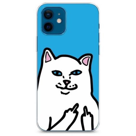 Силиконовый чехол "Кот с факами на шелке" на Apple iPhone 12 mini / Айфон 12 Мини