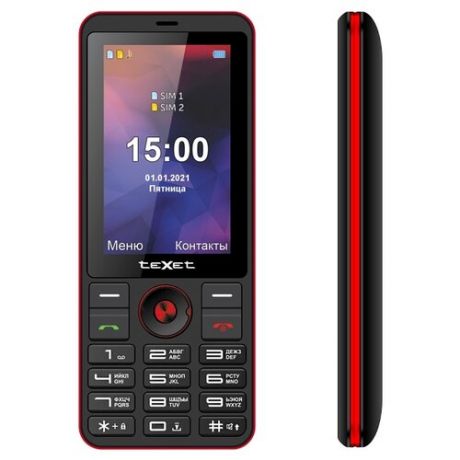 Телефон teXet TM-321, черный/красный