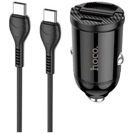 Автомобильное зарядное устройство HOCO NZ2 Link, USB+USB-C + Кабель Type-C-Type-C, черный