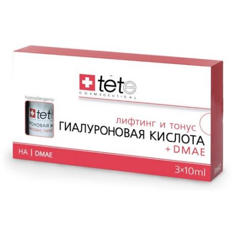 Сыворотка для лица TETe Cosmeceutical Гиалуроновая кислота и дмаэ, лифтинг и тонус, 10 мл, 3 шт.