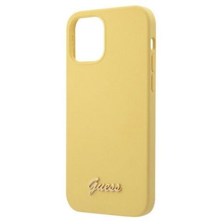 Guess Чехол Guess Liquid Silicone Gold Metal logo для iPhone 12 mini, желтый