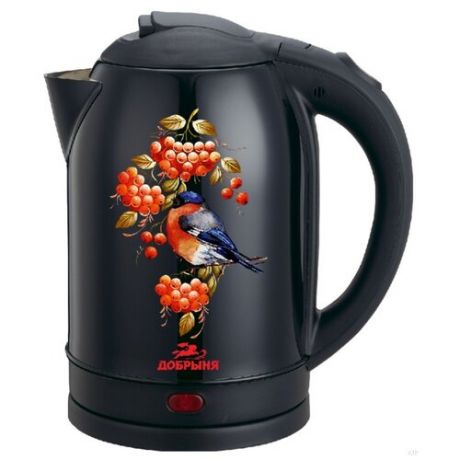 Чайник Добрыня DO-1248/1250, черный/цветы