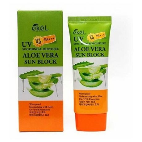 Ekel Крем солнцезащитный с алоэ вера UV Soothing & Moisture Aloe Vera Block SPF 50 PA+++ 70 мл.