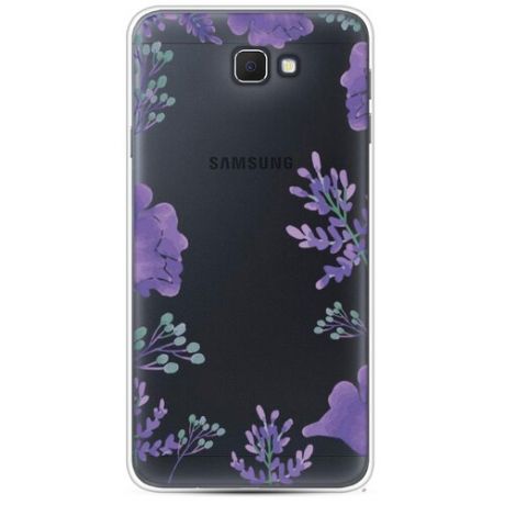 Силиконовый чехол Сиреневая цветочная рамка на Samsung Galaxy J5 Prime 2016 / Самсунг Галакси Джей 5 Прайм 2016