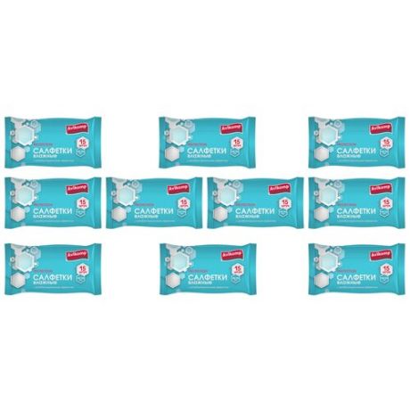 Avikomp Влажные салфетки с антибактериальным эффектом Protection, 15шт в упаковке, комплект из 10 упаковок.