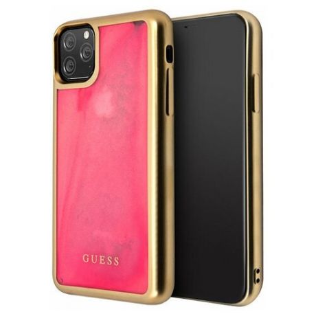Guess Чехол Guess Liquid Glitter Glow in Dark Sand Hard для iPhone 11 Pro, розовый