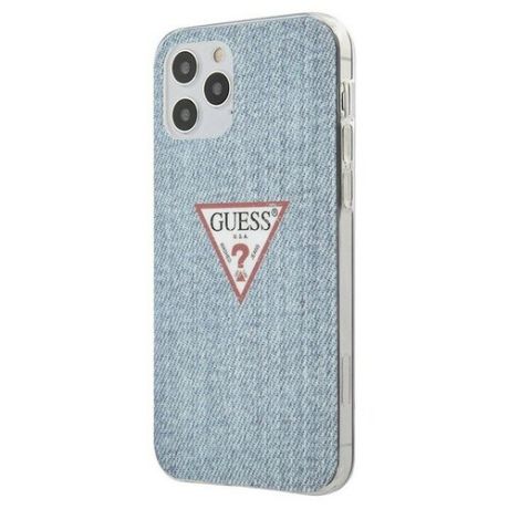 Guess Чехол Guess Denim Triangle logo Hard для iPhone 12 mini, голубой