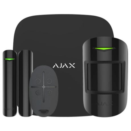 Ajax StarterKit Plus Black Комплект смарт-сигнализации с Hub Plus