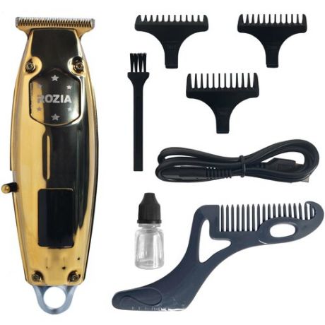 Триммер для стрижки волос Rozia HQ258, Машинка для стрижка волос HQ258, золотой хром