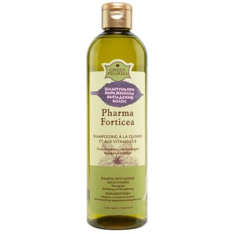 GreenPharma шампунь Pharma Forticea с экстрактом хинина и витаминами В при выраженном выпадении волос, 500 мл