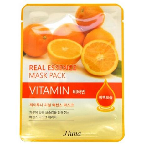 Juno тканевая маска Real Essence Mask Pack с витаминами, 25 мл, 3 уп.