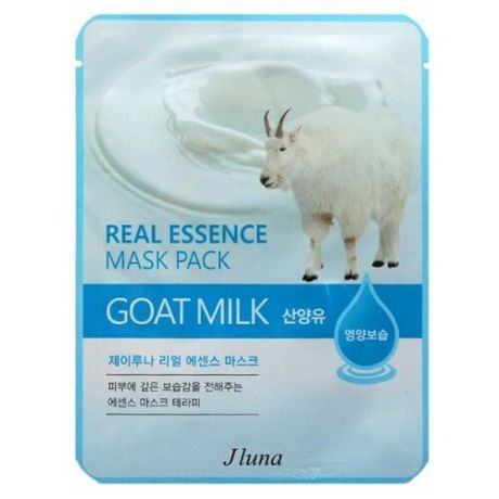 Juno тканевая маска Real Essence Mask Pack с козьим молоком, 25 мл, 3 шт.