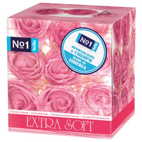 Платочки Bella №1 косметические двухслойные Extra Soft Розовые розы, 80 шт.