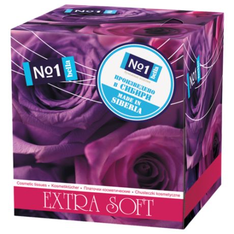 Платочки Bella №1 косметические двухслойные Extra Soft Фиолетовая роза, 80 шт.