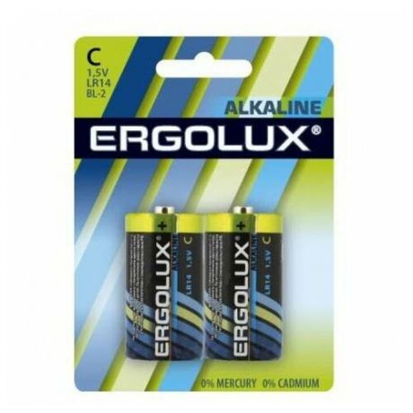 Батарейка Ergolux Alkaline LR14, 2 шт.