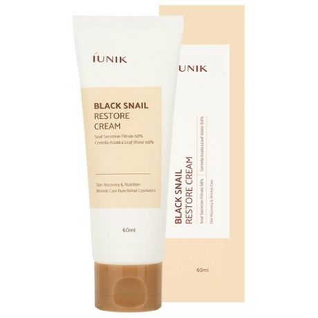 IUNIK Black Snail Restore Cream Восстанавливающий антивозрастной крем для лица с муцином черной улитки, 60 мл