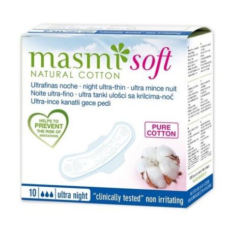 Masmi прокладки Ultra Night Soft, 3 капли, 10 шт.