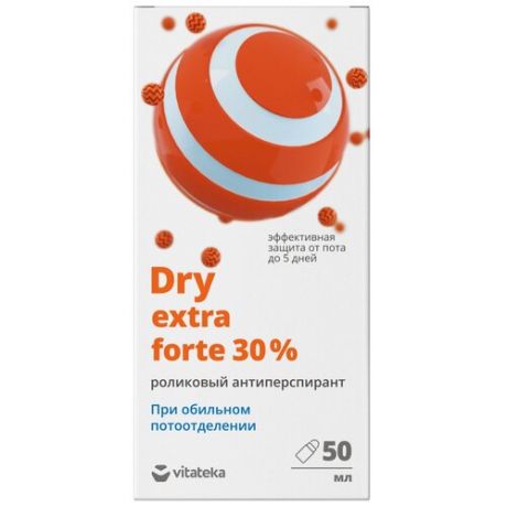 Vitateka, Антиперспирант Dry extra forte 30%, ролик, 50 мл