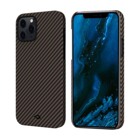 Чехол Pitaka MagEZ Case для iPhone 12/12 Pro 6.1", черно-коричневый, кевлар (арамид)