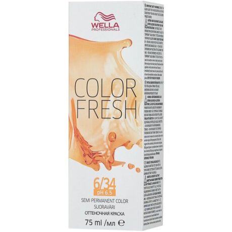 Средство Wella Professionals краска Color Fresh полуперманентная, оттенок 6/34 темно-золотистый медный, 75 мл