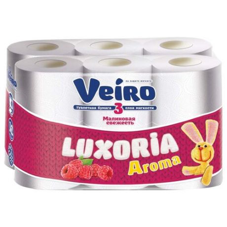 Туалетная бумага Veiro Luxoria Aroma Малиновая свежесть трехслойная 12 рул.