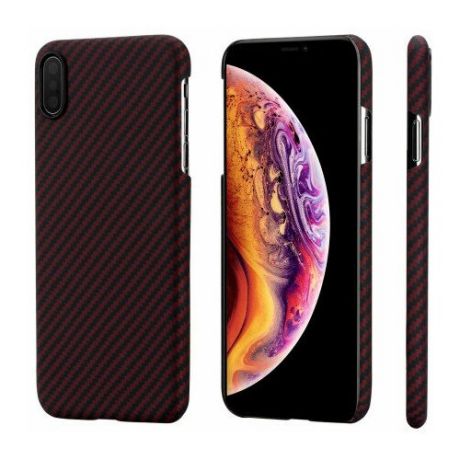 Чехол PITAKA MagEZ Case для iPhone Xs Max красный в полоску , кевлар (арамид)