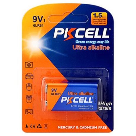 Батарейка PKCELL Ultra Digital Alkaline Крона/6LR61, 1 шт.