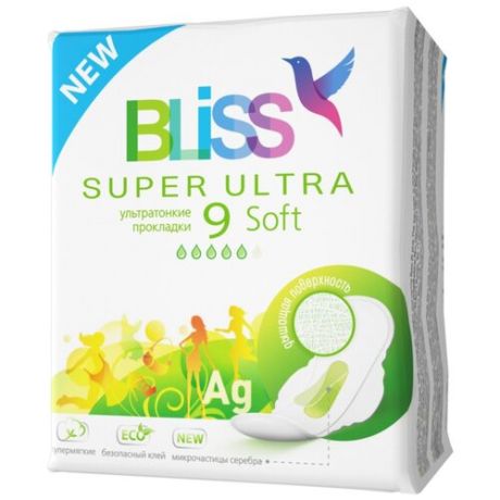 Bliss прокладки Super Ultra Soft, 5 капель, 9 шт.