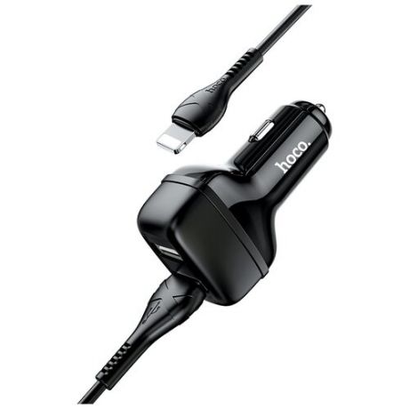 Автомобильное зарядное устройство Hoco Z36 Leader + кабель Lightning, черный