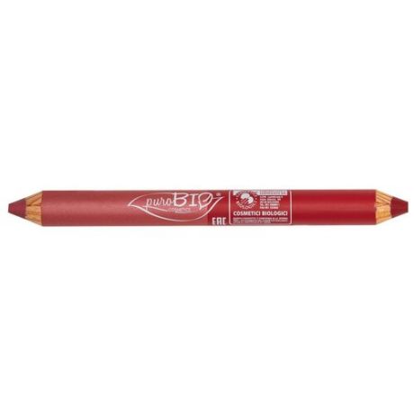 PuroBIO Двойной карандаш-помада kingsize duo день/ночь, оттенок кораллово-розовый/вишнево-красный
