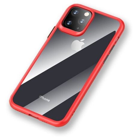 Чехол накладка Rock Guard Pro Protection Case для Apple iPhone 11 Pro Max, прозрачный красный