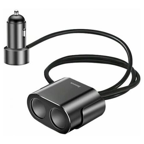 Автомобильное зарядное устройство с разветвителем 2xUSB Baseus High Efficiency One To Two Cigarette Lighter - Черное (CRDYQ-01)