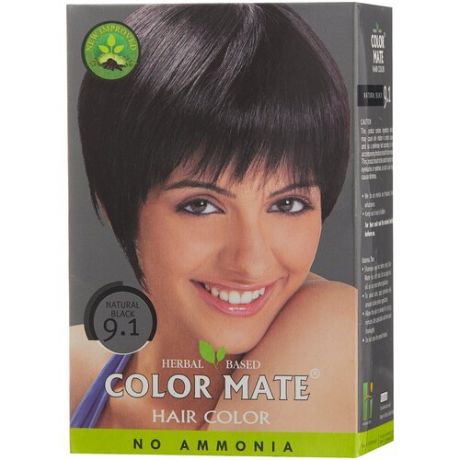 Натуральная краска Color Mate травяная, тон 9.1 natural black, 75 г