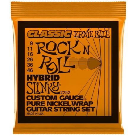 ERNIE BALL 2252 Classic Rock n Roll Pure Nickel Slinky Hybrid 9-46 Струны для электрогитары