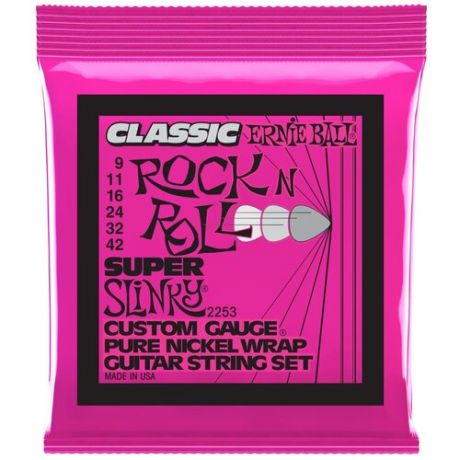 ERNIE BALL 2253 Classic Rock n Roll Pure Nickel Slinky Super 9-42 Струны для электрогитары