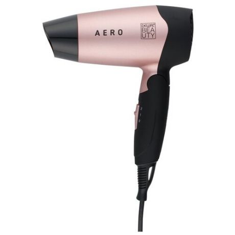Фен DEWAL BEAUTY Aero Rose, дорожный, чёрно-розовый, 1400 Вт, 1 насадка DEWAL BEAUTY MR-HD1002-Rose